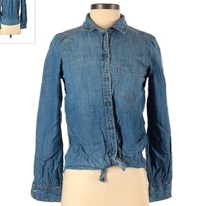 American Eagle AEO Boyfriend Fit Chambray Button Up Shirt Women's XS Soft EUC